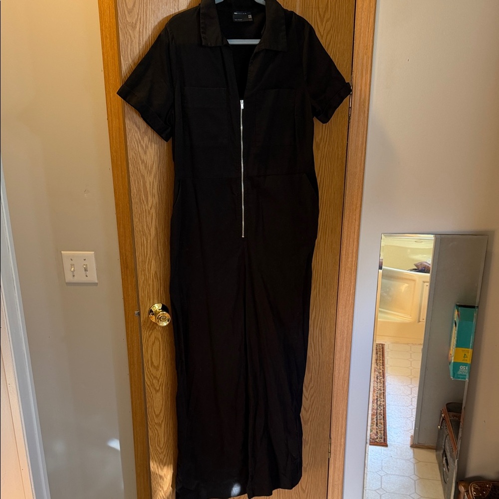 ASOS Twill Black Wide Leg Jumpsuit